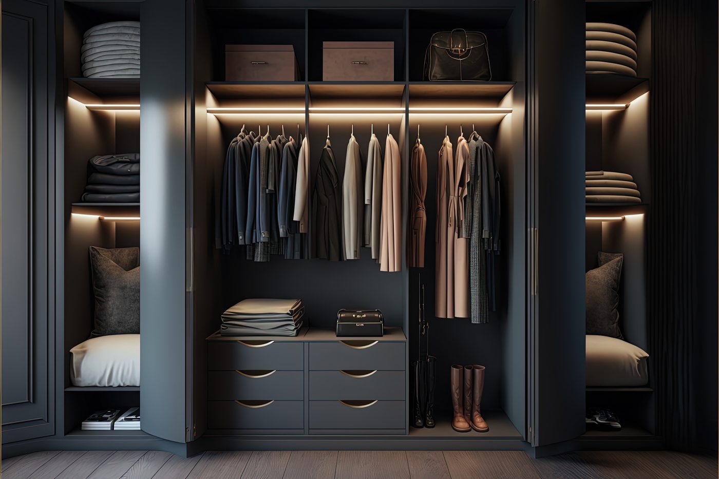 Wardrobe of light, breathable clothing